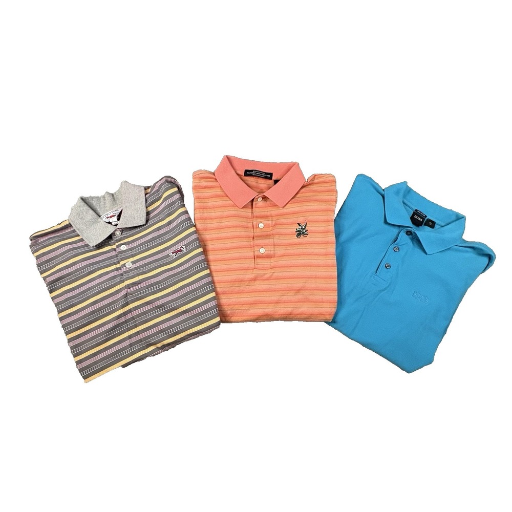 MIXED LOT OF 3 Men's‎ L Hugo Boss/Carnoustie/Retro Fox SS Polos SEE DESCRIPTION